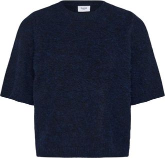 Saint Tropez Mila R-Neck Pullover - Dames - Ronde hals truien - Blauw - M - Polyester - Truien & Vesten