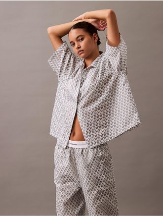 Calvin Klein Womens Cotton Poplin Shirt - Grey - XL