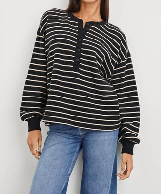 Rails Joan Long Sleeve Sweatshirt In Black/ Ivory