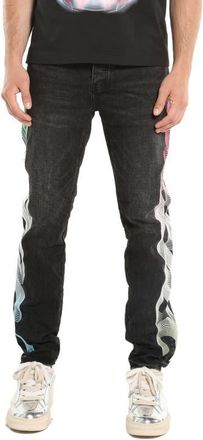 Purple Embroidered Gradient Logo Slim Straight Leg Jeans in Black at Nordstrom, Size 32