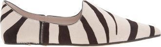 Roberto Cavalli Zebra Print Pointed-Toe Leather Slippers, Brand Size 36 ( US Size 6 )