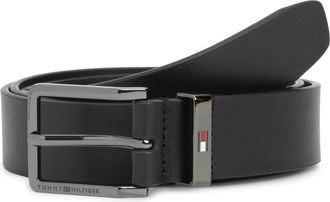 Tommy Hilfiger Lederg&uuml;rtel TOMMY HILFIGER OLIVER 3.0 cm breit, Herren, Gr. 11,5, schwarz, Leder, G&uuml;rtel Lederg&uuml;rtel, mit tiefgepr&auml;gtem Logo