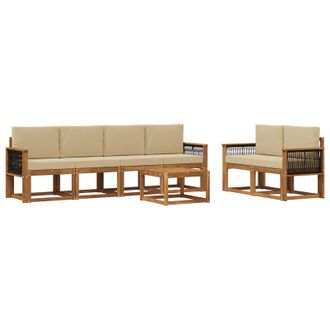 vidaXL Conjunto De Sof&aacute;s De Exterior Con Coj&iacute;n 6 Pcs Natural Vidaxl