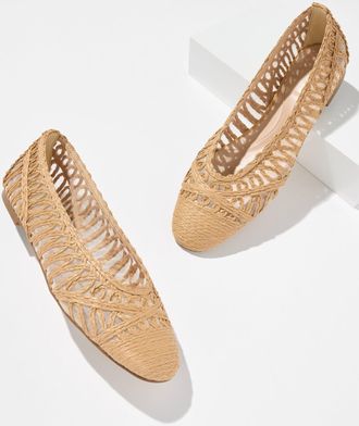 Talbots Tana Woven Cord Raffia Ballet Flats - Natural - 10 1/2 M Talbots