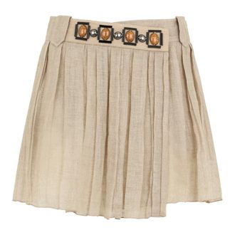 Alberta Ferretti Short Pleated Skirt - female - Alberta Ferretti - Short Skirts - Beige - XS - Skirts