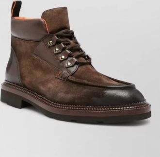 Santoni leather military boots