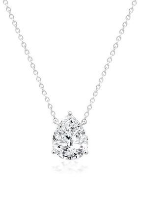 Crislu Solitaire Pear Pendant Necklace in Pure Platinum/Clear Stone at Nordstrom, Size 16