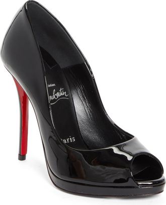Christian Louboutin Lady Z Peep Toe Pump in Black/Black at Nordstrom, Size 11.5Us