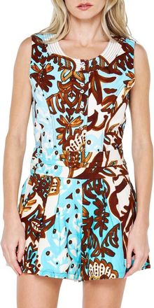Ciebon Akia Sleeveless Cotton Romper in Cream Multi at Nordstrom, Size X-Small