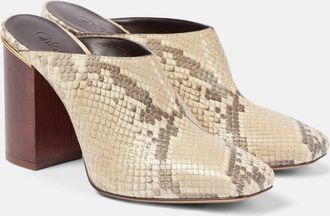 Chloé Ambre snake-effect leather mules