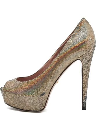 Gucci 140mm platform peep-toe pumps - women - Leather/Leather/Leather - 38 - Gold