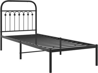 vidaXL Metal Bed Frame without Mattress with Headboard Black 80x200cm Vidaxl