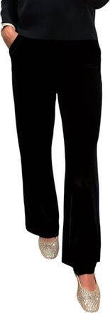 FRNCH Straight Leg Velvet Pants In Navy Blue
