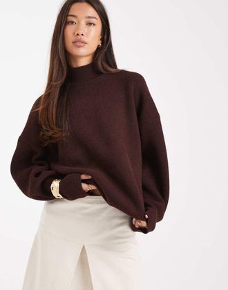 Asos Maglione super squadrato color prugna con collo a imbuto-Viola