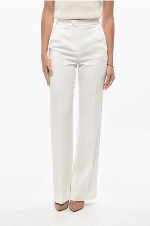 Alberta Ferretti Single-pleated Palazzo Pants with Side Satin Bands size 38