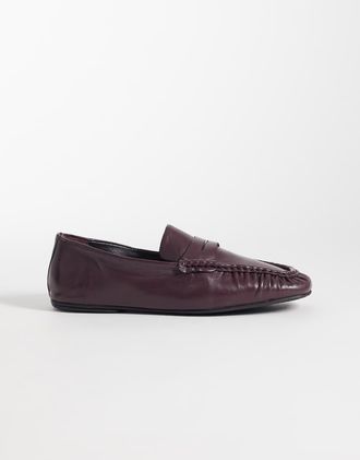 Asos Micha - Mocassini premium morbidi in pelle bordeaux-Rosso