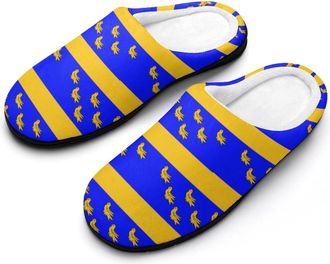 Generic County Flag of West Sussex Mens Slippers Memory Foam Winter Warm Sandals Slip On House Shoes Size 7-14