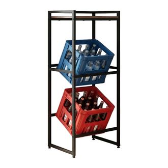 Relaxdays Relaxdays Estanter&iacute;a Para Cajas De Bebidas, 2 Cajas, 117x47x32 Cm, Repisa, Estilo Industrial, Marr&oacute;n/negro