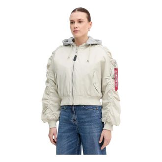 Alpha Industries Korte Bomberjack met Capuchon - Dames - Bomber jackets - Grijs - L - Polyester - Jassen
