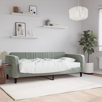 vidaXL Sof&aacute; Cama Con Colch&oacute;n Terciopelo Gris Claro 90x200 Cm Vidaxl