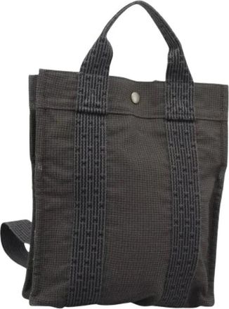 Herm&egrave;s Pre-owned Backpacks, female, Gray, Size: ONE SIZE Pre-owned Canvas Backpack