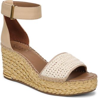 Franco Sarto Clemens Ankle Strap Wedge Sandal in Light Natural at Nordstrom, Size 9.5