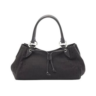 Bulgari Pre-owned Handbags, female, Black, Size: ONE SIZE Pre-owned Logo Mania Canvas Leather Handbag