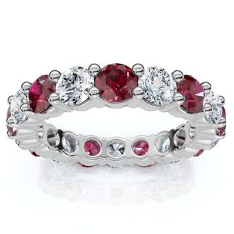 Pompeii3 3Ct Ruby & Diamond Eternity Ring 14k Gold or Platinum Lab Grown
