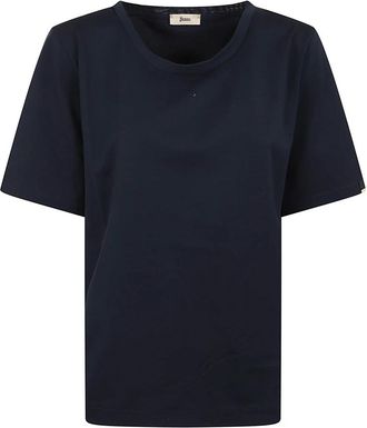 Herno T-shirt met ronde hals - Dames - T-shirts - Blauw - S - Katoen - Tops