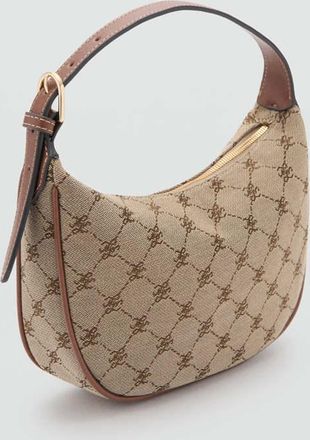 Mango Borsa spalla piccola jacquard marrone medio - Donna - Taglia unica - MANGO
