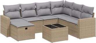 vidaXL Juego De Sof&aacute;s Jard&iacute;n Con Cojines Beige Mezcla 8 Pzas Rat&aacute;n Pe Vidaxl