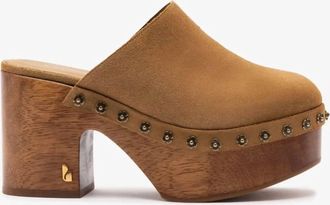 Larroude Womens Miso Wooden Platform Clogs In Peanut