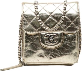 Chanel Pre-owned Clams Wallet on Chain - Dames - Vintage Mini Tas - Geel - ONE Size - Leer - Vintage