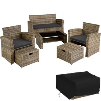 TecTake Garden Furniture Set Modena in Natural | Size: 4 Person