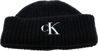 Calvin Klein CKJ Monogram Wool Blend Beanie Black