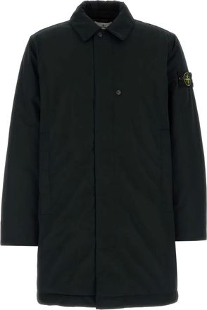 Stone Island Capospalla Lungo jas met knopen - Zwart