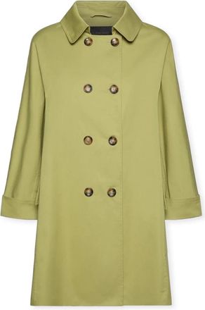 Elena Miro Dubbele rij knopen Gabardine Trenchcoat - Dames - Mantel - Groen - 7XL - Katoen - Jassen