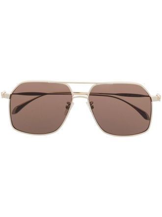 Alexander McQueen Eyewear Occhiali da sole con montatura stile pilota - Oro