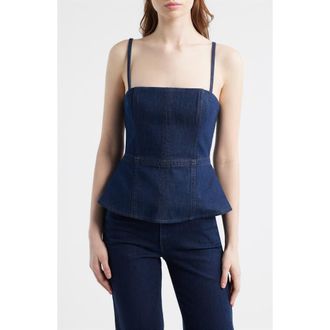 Rag & Bone Isabella Denim Peplum Top in Midnight Rinse at Nordstrom, Size 12
