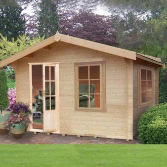 Shires Bucknells 28 mm Log Cabin 12 x 8 Feet in Light Brown