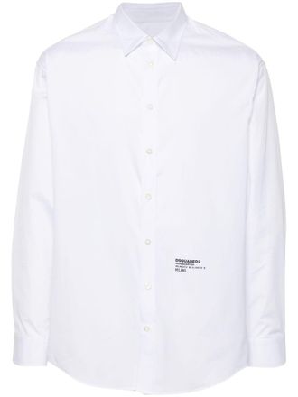 Dsquared2 logo print poplin shirt - men - Cotton - 52 - White
