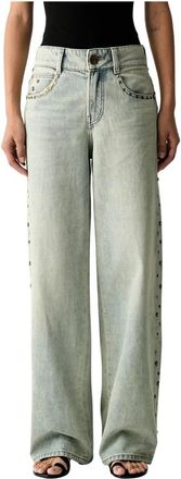 Miss Sixty Studded Wide Jeans - Dames - Loose Fit Jeans - Blauw - W28 - Katoen - Jeans