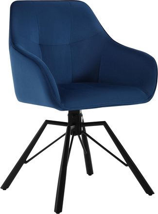 Woltu 1x Silla De Comedor Giratoria 360&deg;, Sill&oacute;n De Terciopelo, Azul - Woltu