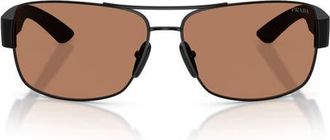 Prada 65mm Shield Sunglasses in Matte Black /Brown at Nordstrom