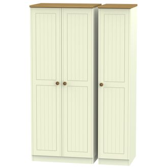 Welcome Furniture Byland Ready Assembled Triple Plain Wardrobe in Cream Ash & Modern Oak - Welcome Furniture | TJ Hughes