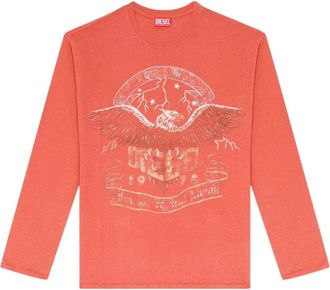 Diesel T-Geri-Ls Longsleeve - Heren - Tops - Oranje - Maat: S Katoen