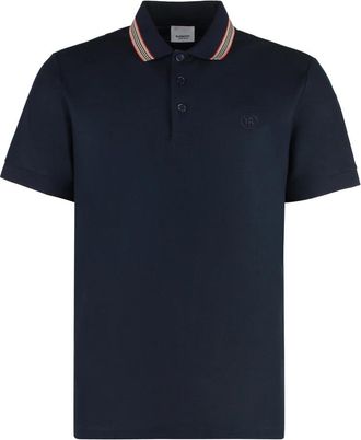 Burberry Piqu&eacute; polo shirt van katoen - Heren - Polos - Blauw - S - Katoen - Tops