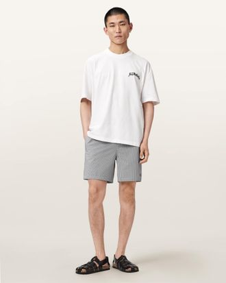 AllSaints Polyester Cipher Striped Swim Shorts, Size: XXL