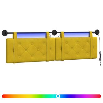 vidaXL Cabecero Colgante Con Luz Led Amarillo Terciopelo Vidaxl
