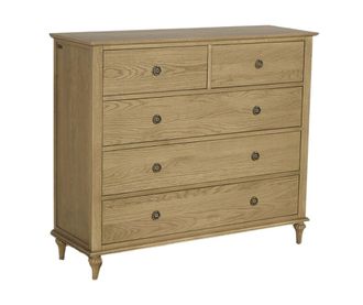 Robin des Bois C&oacute;moda estilo shabby chic de roble, 5 cajones marr&oacute;n